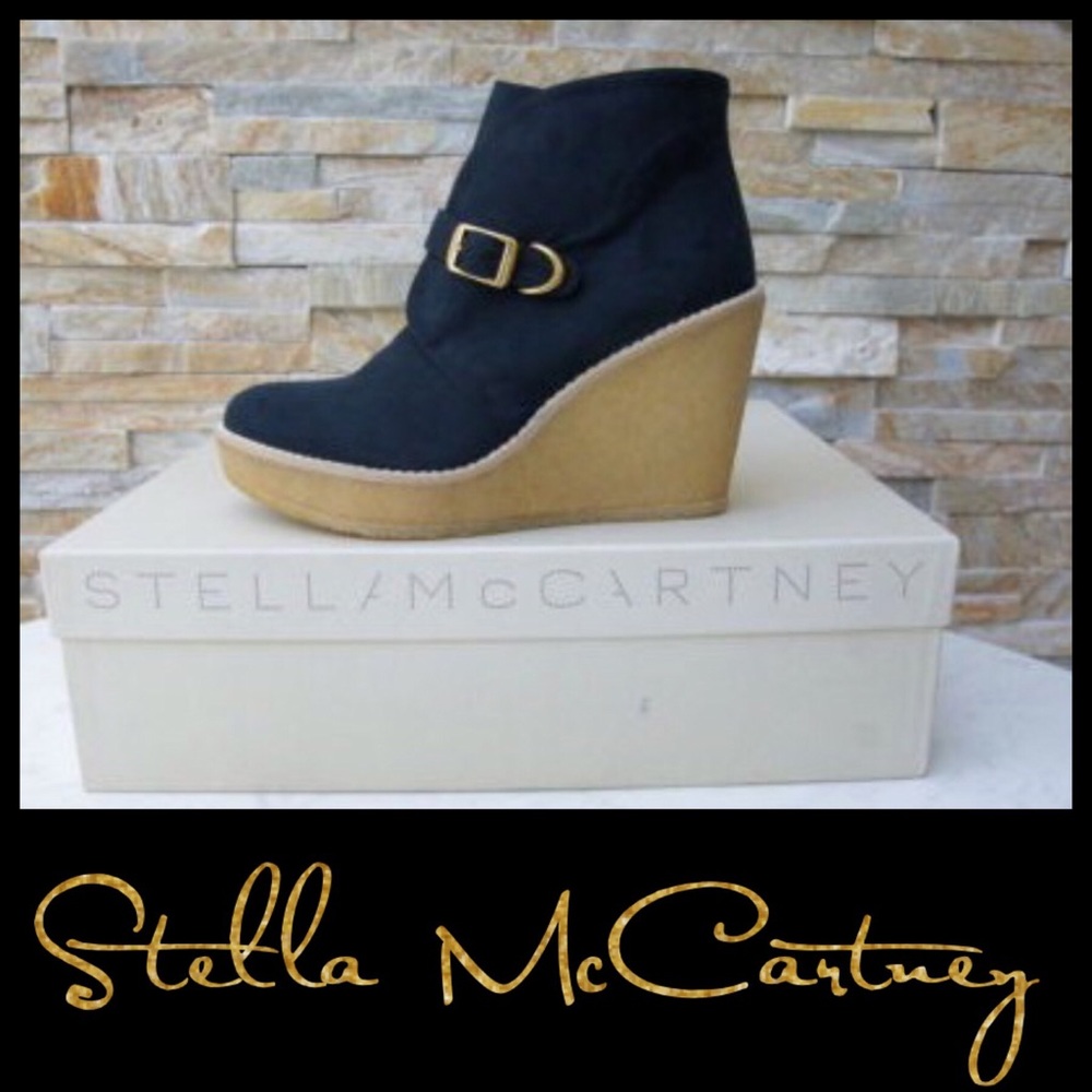 Stella McCartney Blk Platform Wedge Boots Size 5.5
